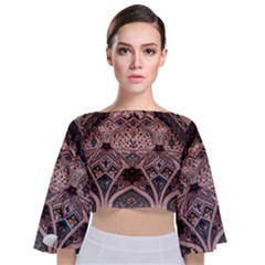 Pattern Decoration Art Architecture Tie Back Butterfly Sleeve Chiffon Top by Nexatart