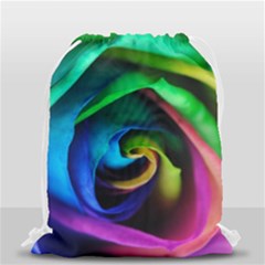Rainbow Rose 17 Drawstring Bag (small) by bloomingvinedesign
