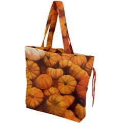 Pumpkins Tiny Gourds Pile Drawstring Tote Bag by bloomingvinedesign
