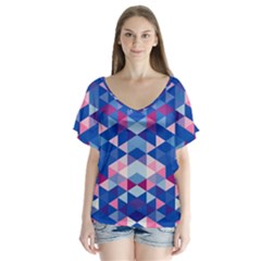 Digital Art Art Artwork Abstract V-neck Flutter Sleeve Top by Sapixe