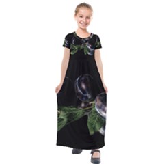 Plums Photo Art Fractalius Fruit Kids  Short Sleeve Maxi Dress by Sapixe