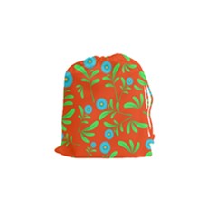 Background Texture Seamless Flowers Drawstring Pouch (small) by Sapixe