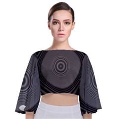 Digital Art Background Black White Tie Back Butterfly Sleeve Chiffon Top by Sapixe