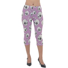 Halloween Skull Pattern Lightweight Velour Capri Leggings  by Valentinaart