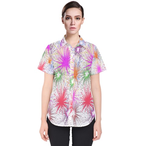 Star Dab Farbkleckse Leaf Flower Women s Short Sleeve Shirt by Sapixe