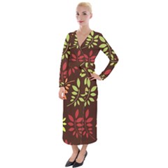 Leaves Foliage Pattern Design Velvet Maxi Wrap Dress by Sapixe