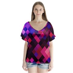 Pattern Seamless Pattern Tile V-neck Flutter Sleeve Top by Sapixe