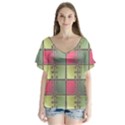 Seamless Pattern Seamless Design V-Neck Flutter Sleeve Top View1