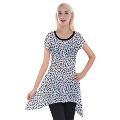 B/w Abstract Pattern 1 Short Sleeve Side Drop Tunic by JadehawksAnD