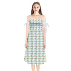 Amphibians Hopping Houndstooth Pattern Shoulder Tie Bardot Midi Dress by emilyzragz