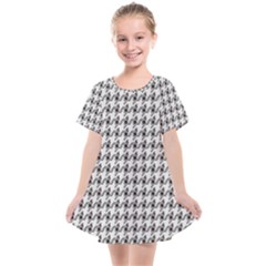 Luv Machine Robot Houndstooth Pattern Grey Kids  Smock Dress by emilyzragz