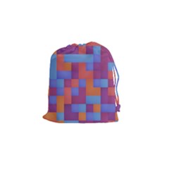 Squares Background Geometric Modern Drawstring Pouch (small) by Sapixe