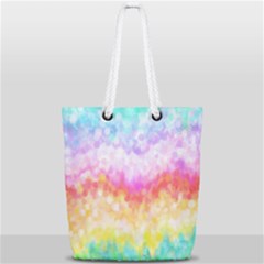 Rainbow Pontilism Background Full Print Rope Handle Tote (small) by Sapixe