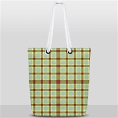 Geometric Tartan Pattern Square Full Print Rope Handle Tote (small) by Sapixe
