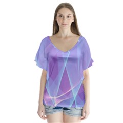 Background Light Glow Abstract Art V-neck Flutter Sleeve Top by Sapixe