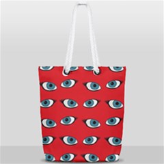 Blue Eyes Pattern Full Print Rope Handle Tote (small) by Valentinaart