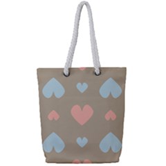 Hearts Heart Love Romantic Brown Full Print Rope Handle Tote (small) by Sapixe