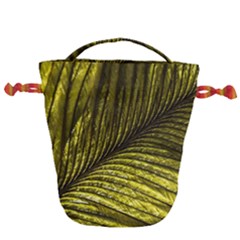 Feather Macro Bird Plumage Nature Drawstring Bucket Bag by Sapixe