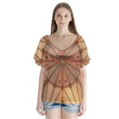 York Minster Chapter House V-neck Flutter Sleeve Top by Sapixe