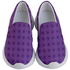 Pattern Spiders Purple And Black Halloween Gothic Modern Kid s Lightweight Slip Ons by genx