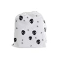 Pattern Skull Stars Handrawn Naive Halloween Gothic black and white Drawstring Pouch (Large) View1