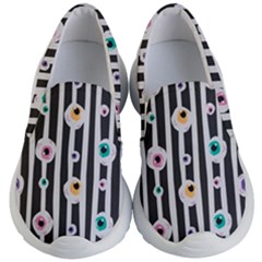 Pattern Eyeball Black And White Naive Stripes Gothic Halloween Kid s Lightweight Slip Ons by genx