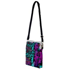 Graffiti Woman And Monsters Turquoise Cyan And Purple Bright Urban Art With Stars Multi Function Travel Bag by genx
