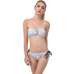 Funny Cat Pattern Organic Style Minimalist On White Background Twist Bandeau Bikini Set by genx