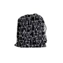 Funny Cat Pattern organic style minimalist on black background Drawstring Pouch (Medium) View1