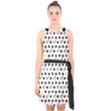 Boston Terrier Dog Pattern with rainbow and black polka dots Halter Collar Waist Tie Chiffon Dress View1