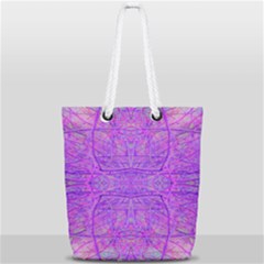 Hot Pink And Purple Abstract Branch Pattern Full Print Rope Handle Tote (small) by myrubiogarden