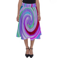 Groovy Abstract Red Swirl On Purple And Pink Perfect Length Midi Skirt by myrubiogarden