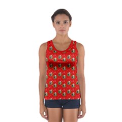 Trump Wrait Pattern Make Christmas Great Again Maga Funny Red Gift With Snowflakes And Trump Face Smiling Sport Tank Top  by snek