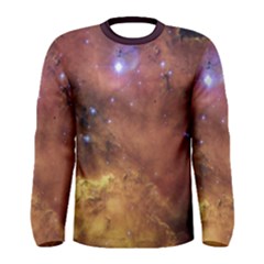Cosmic Astronomy Sky With Stars Orange Brown And Yellow Men s Long Sleeve Tee by genx