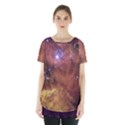 Cosmic Astronomy sky with stars orange brown and yellow Skirt Hem Sports Top View1
