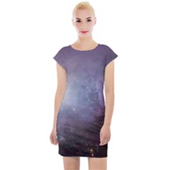Orion Nebula Pastel Violet Purple Turquoise Blue Star Formation Cap Sleeve Bodycon Dress by genx