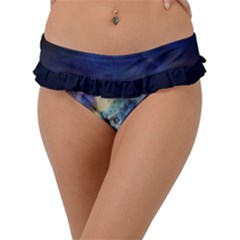 Lagoon Nebula Interstellar Cloud Pastel Pink, Turquoise And Yellow Stars Frill Bikini Bottom by genx