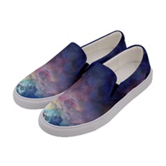 Lagoon Nebula Interstellar Cloud Pastel Pink, Turquoise And Yellow Stars Women s Canvas Slip Ons by genx
