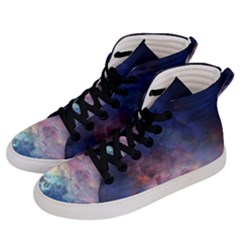 Lagoon Nebula Interstellar Cloud Pastel Pink, Turquoise And Yellow Stars Women s Hi-top Skate Sneakers by genx