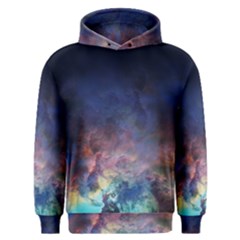Lagoon Nebula Interstellar Cloud Pastel Pink, Turquoise And Yellow Stars Men s Overhead Hoodie by genx