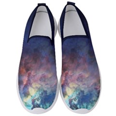 Lagoon Nebula Interstellar Cloud Pastel Pink, Turquoise And Yellow Stars Men s Slip On Sneakers by genx