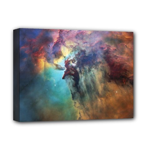 Lagoon Nebula Interstellar Cloud Pastel Pink, Turquoise And Yellow Stars Deluxe Canvas 16  X 12  (stretched)  by genx