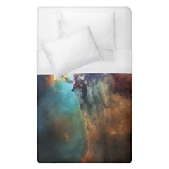 Lagoon Nebula Interstellar Cloud Pastel Pink, Turquoise And Yellow Stars Duvet Cover (single Size) by genx