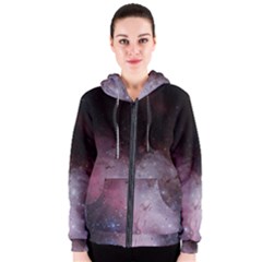 Eagle Nebula Wine Pink And Purple Pastel Stars Astronomy Women s Zipper Hoodie by genx