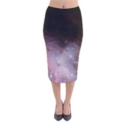 Eagle Nebula Wine Pink And Purple Pastel Stars Astronomy Velvet Midi Pencil Skirt by genx