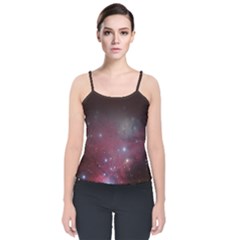 Christmas Tree Cluster Red Stars Nebula Constellation Astronomy Velvet Spaghetti Strap Top by genx