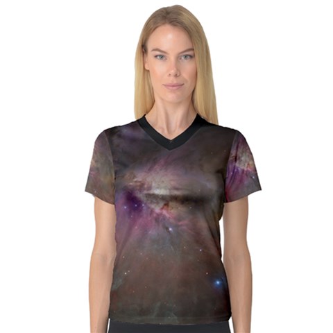 Orion Nebula Star Formation Orange Pink Brown Pastel Constellation Astronomy V-neck Sport Mesh Tee by genx