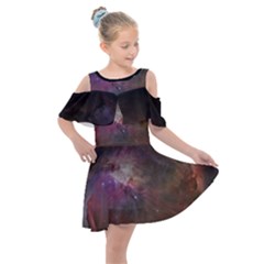 Orion Nebula Star Formation Orange Pink Brown Pastel Constellation Astronomy Kids  Shoulder Cutout Chiffon Dress by genx