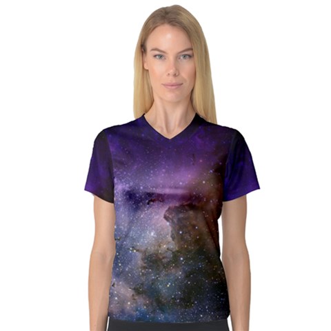Carina Nebula Ngc 3372 The Grand Nebula Pink Purple And Blue With Shiny Stars Astronomy V-neck Sport Mesh Tee by genx