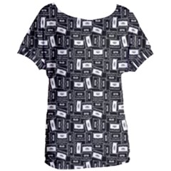 Tape Cassette 80s Retro Genx Pattern Black And White Women s Oversized Tee by genx